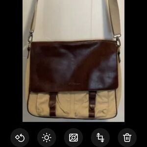 Ben Sherman Canvas Leather 15 Inch Laptop Messenger Adjustable Strap Lined Bag